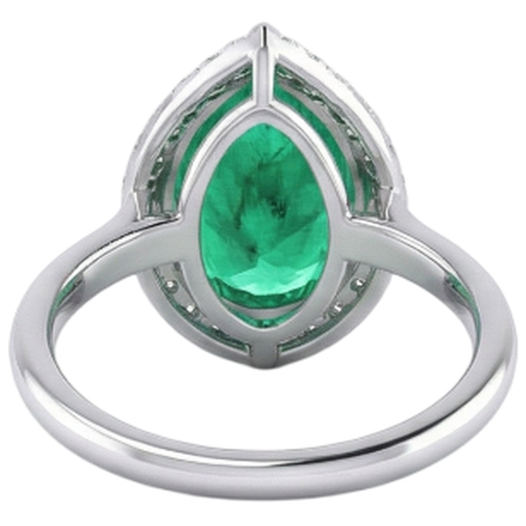 Exquis Émeraude Fine Bague avec Gemme 3 carats – vue arrière