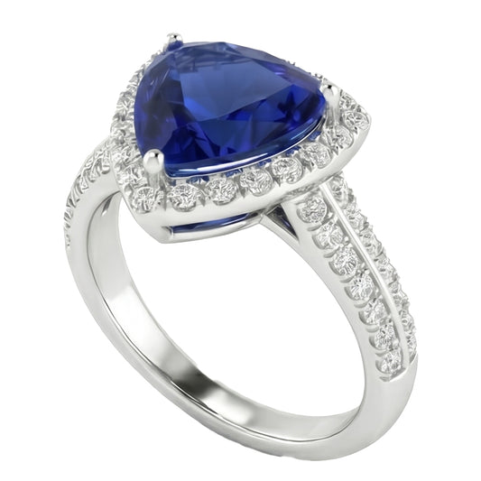 naturel round saphir 3carats bague angle de côté