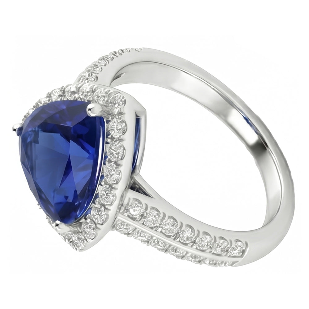 naturel round saphir 3carats bague vue de dessus