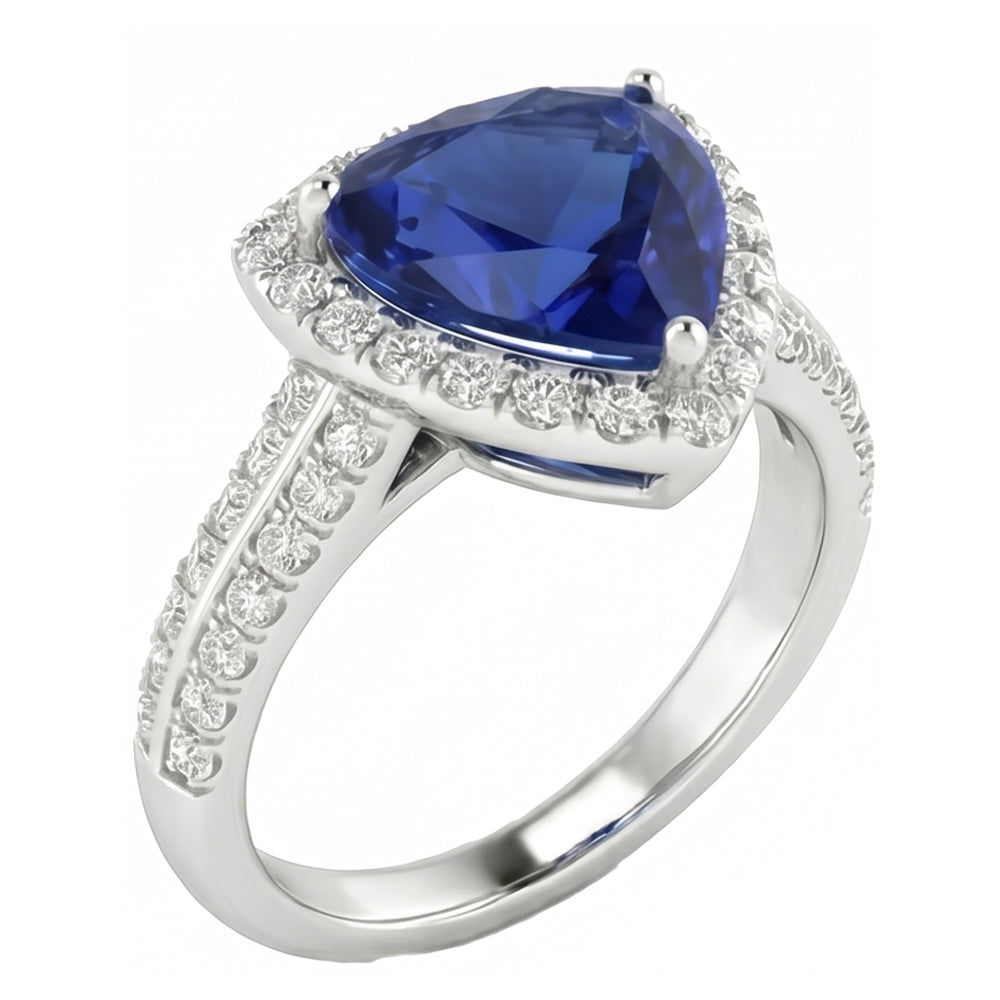 naturel round saphir 3carats bague vue de face