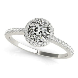 Halo Vieux Mineur Réel Diamond Gold Ring Pave Set Accents Bijoux 4 Carats