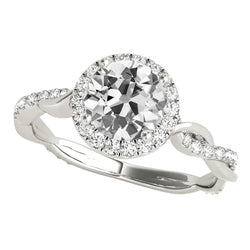 Halo Vieux Mineur Réel Diamond Ring Twisted Style Bijoux 5 Carats Or Blanc