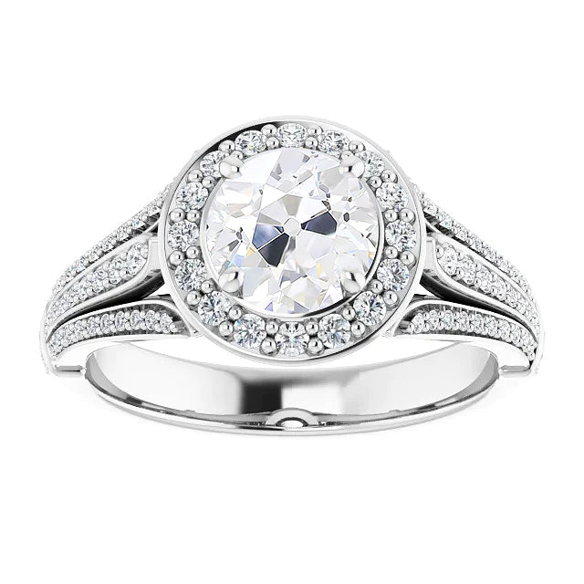 Halo Vieux Mineur Réel Diamond With Triple-Rang Accents Griff Set 5.50 Carats