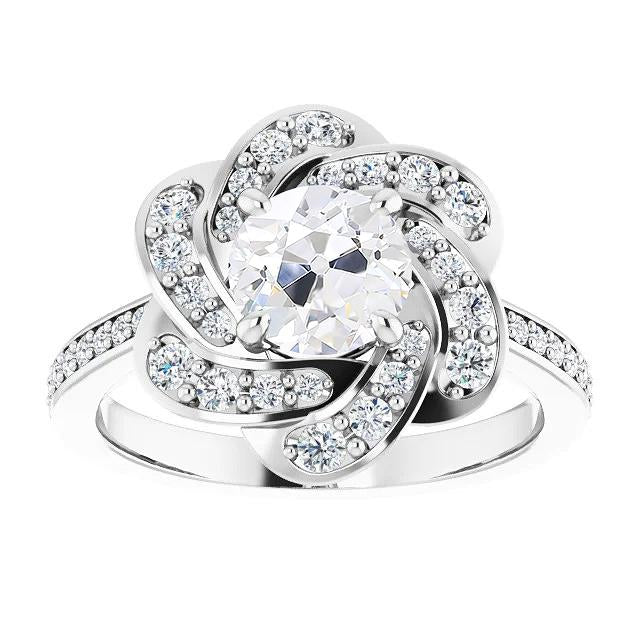 Halo Vieux Mineur Véritable Diamond Ring With Accents Twisted Style 5.25 Carats