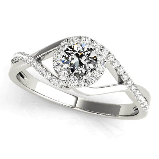 Halo Vieux mineur Réel Diamond Ring Pave Set Twisted Split Shank 3 Carats