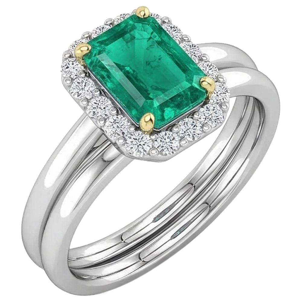 Émeraude Bague de Fiançailles – vue de côté