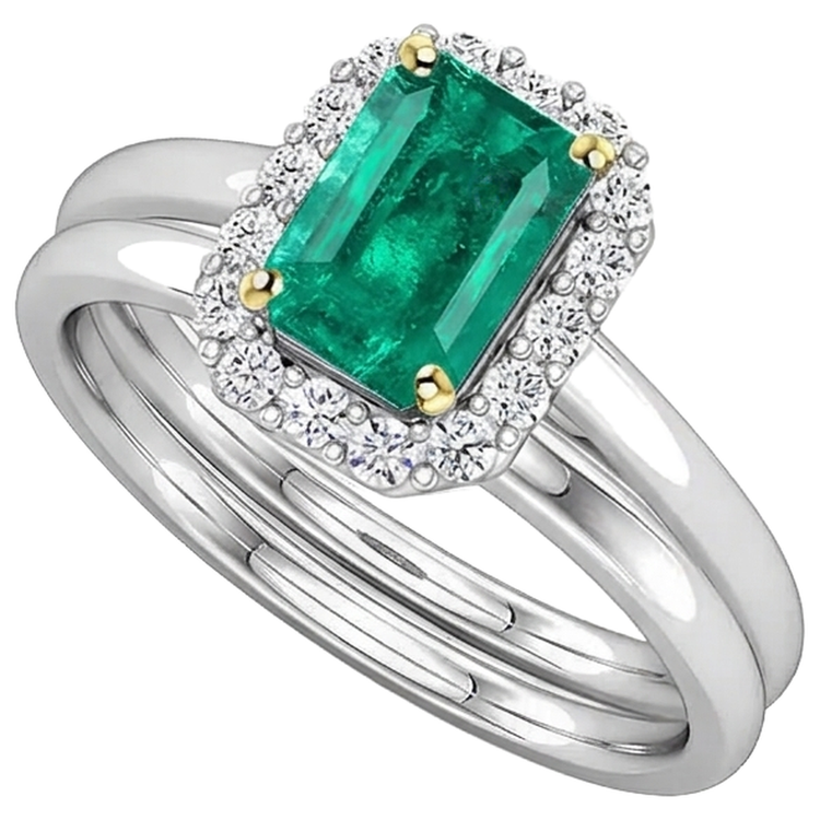 Sophistiqué Émeraude Bague de Fiançailles 2 carats – vue d'angle