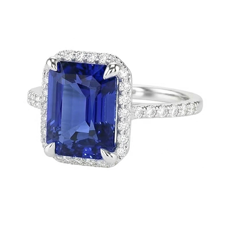 naturel round saphir 4.50carats bague angle de côté