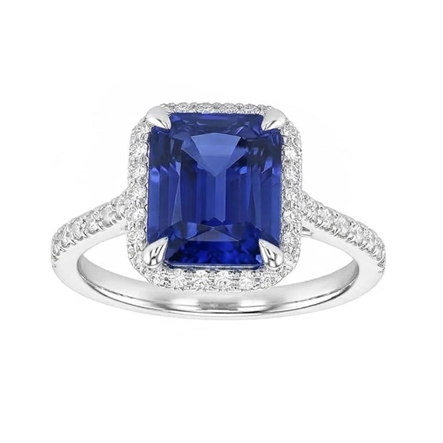 naturel round saphir 4.50carats bague vue de dessus