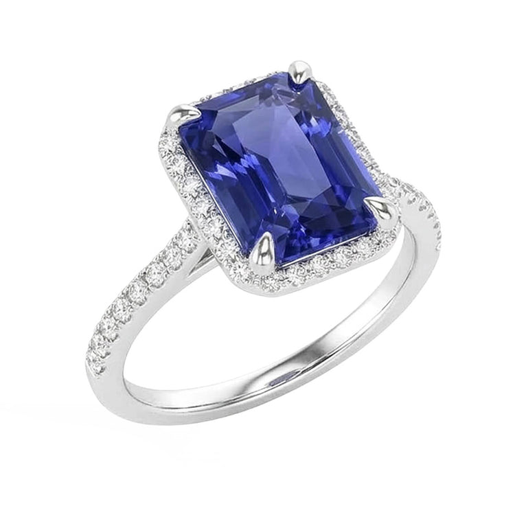 naturel round saphir 4.50carats bague vue de profil