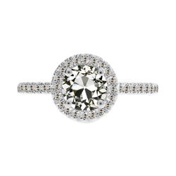 Bague de Fiançailles Halo Or Blanc 14 Carats avec Diamant Fin