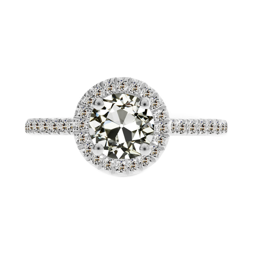 Diamant Fin Bague de Fiançailles Halo 2 carats Or Blanc 14 Carats – vue principale