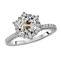 Diamant Fin Bague Halo – Pureté VVS 2 carats Or 14K Blanc