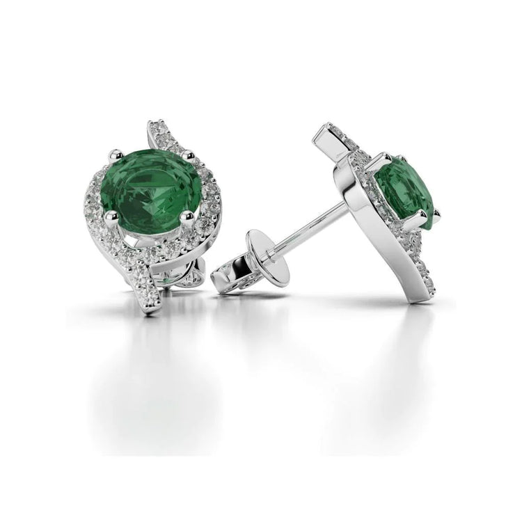 Émeraude Gemstone Earring 4,50-carats Or Blanc 14 Carats – vue principale