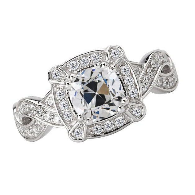 Brillant Bague Sertie Halo 5 carats Or Blanc 14 Carats – vue principale