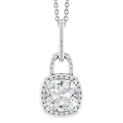 Brillant taille Coussin Pendentif 6,50 carats – Or 14K Blanc