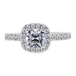 Brillant Bague Halo 5 carats – Or 14K Blanc