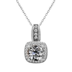Brillant taille Taille Coussin Pendentif 4 carats – Or Blanc 14