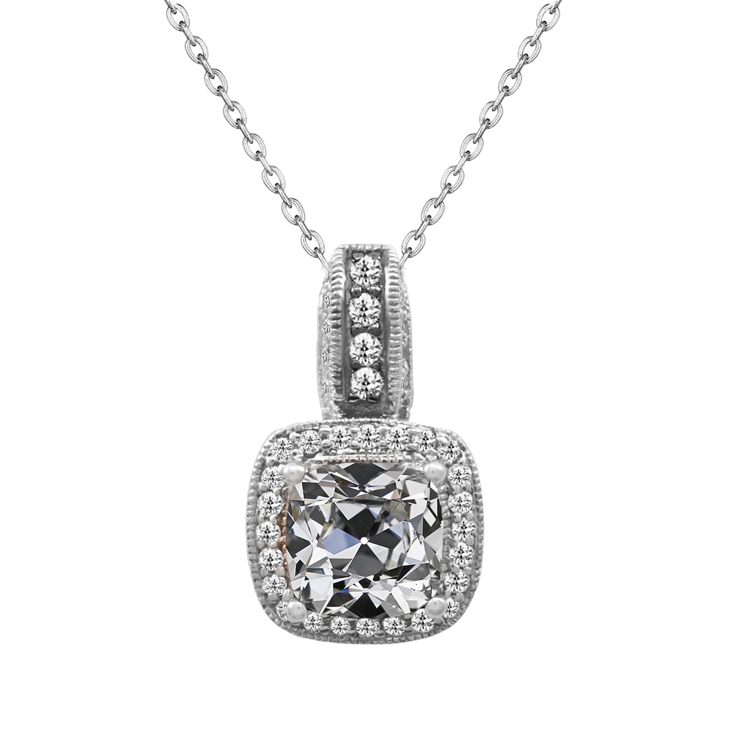 Pendentif Or Blanc 14 Carats avec Brillant – vue principale