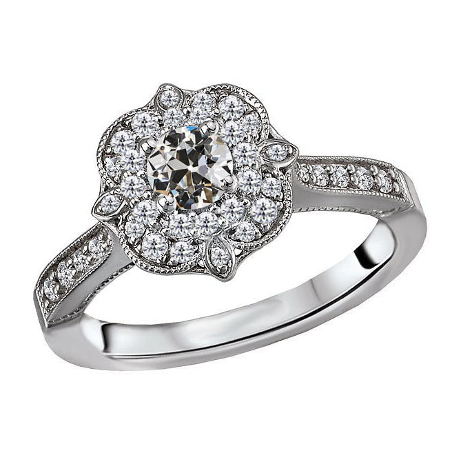 Sophistiqué Diamant Fin Bague Halo 1 carats – vue principale