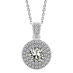 3 carats Brillant Halo en Or Blanc 14 Carats