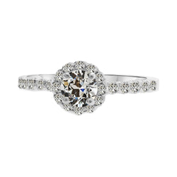 Bague Sertie Halo Or Blanc 14 Carats – Brillant Coussin Antique