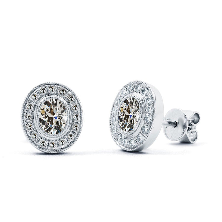 Coussin Antique Diamant Fin bague en Or 14K Blanc – vue principale