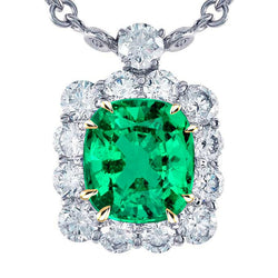 Confectionné main Émeraude Collier Pendentif Pierre 6 carats