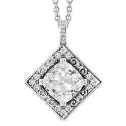 Brillant Diamant Pendentif 5 carats – Or 14K Blanc – HarryChadEnt