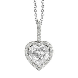 Taille Cœur Diamant Pendentif – 2 carats en Or Blanc 14 Carats