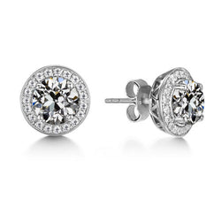Pendants d'Oreilles Or Blanc 14 Carats – Diamant Fin Taille Old