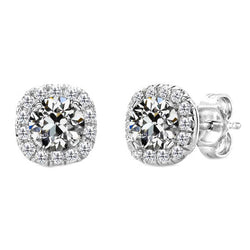 Taille Old Mine Brillant Boucles d'Oreilles 1 carats – Or Blanc