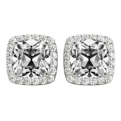 Taille Coussin Diamant Boucles d'Oreilles – 15 carats en Or 14K