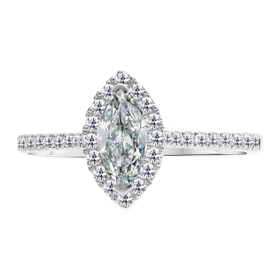 Diamant Bague Sertie Halo 1,50-carats Or Blanc 14 Carats – vue principale