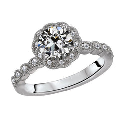 Diamant Bague de Demande – Coussin Antique 2 carats Or Blanc 14