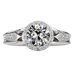 Sophistiqué Coussin Antique Brillant Bague Sertie Halo – 2,50