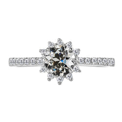 Solitaire avec Pierres Latérales Or Blanc 14 Carats avec Diamant