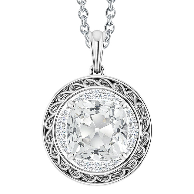 Brillant Pendentif 6 carats Or 14K Blanc – vue principale