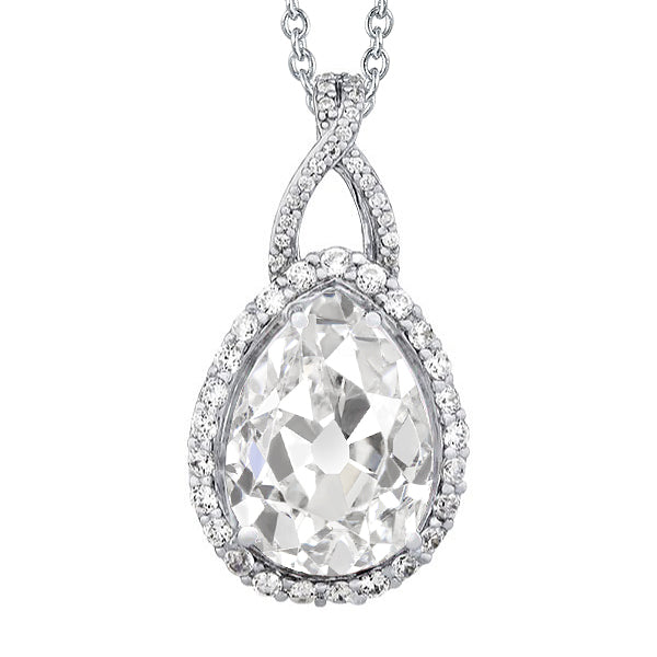 Diamant Fin Pendentif Goutte 3-carats Or Blanc 14 Carats – vue principale