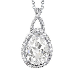 Or Blanc 14 Carats Diamant Fin Pendentif Goutte – 3-carats