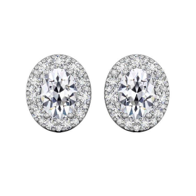 Diamant Coussin Antique Boucles d'Oreilles en Or Blanc 14 Carats – vue principale