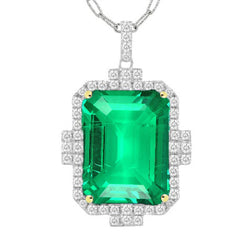 Certifié GIA Émeraude Fine Pendentif Gemme 3 carats – Or Deux