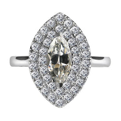Diamant Bague de Fiançailles Halo de luxe – 2,50 carats Or Blanc