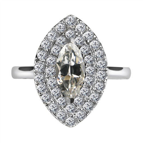 Marquise Diamant bague en Or Blanc 14 Carats – vue principale