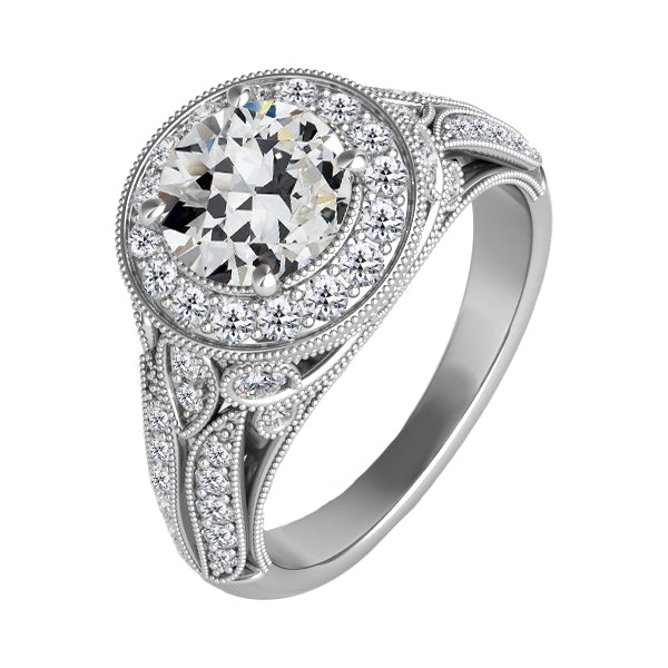 Brillant Brillant Bague Sertie Halo 2 carats – vue principale