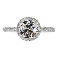 Diamant taille Taille Old Mine Bague Halo 2,50 carats – Or Blanc