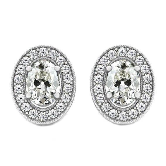 Diamant Fin Boucles d'Oreilles 2-carats Or 14K Blanc – vue principale