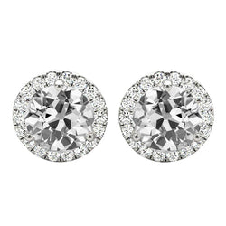 Brillant Boucles d'Oreilles 6 carats F/VS1 – Or Blanc 14 Carats