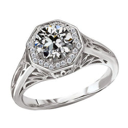 Brillant Bague Halo – Vintage 3 carats Or Blanc 14 Carats