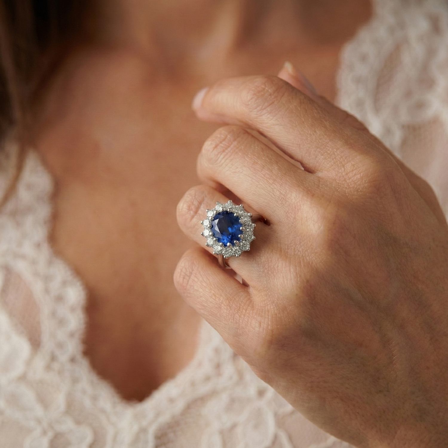 De luxe Saphir Bleu Bleuet Bague Pierre Précieuse 3,50 carats – vue arrière